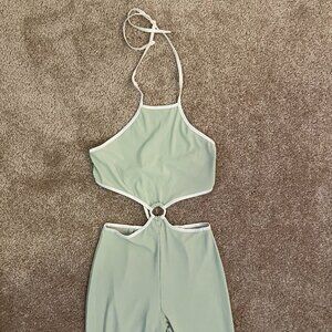 Pale Green 70s Disco Retro Jump Suit!
